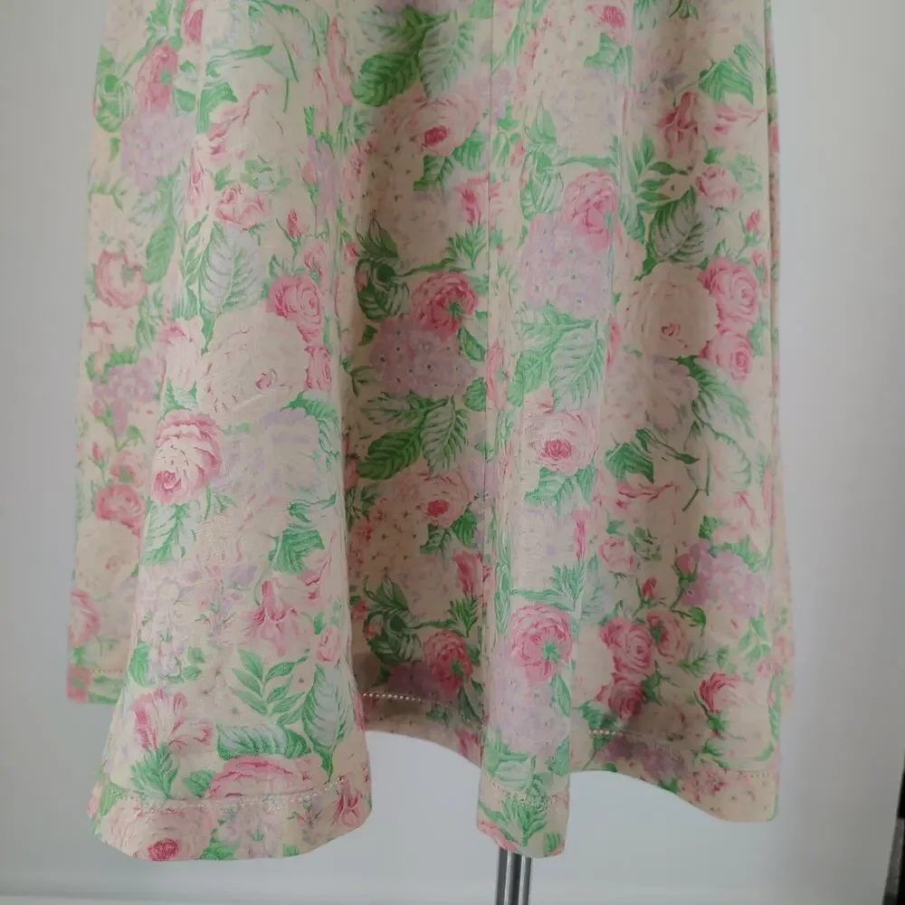 Vintage Lauren Ralph Lauren 100% Linen Floral Button-Front Skirt FLAW Size 8
